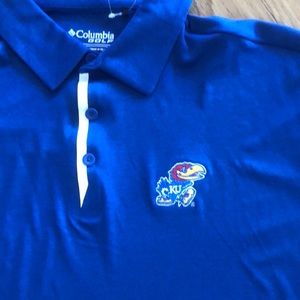 Columbia mens University of Kansas Golf Polo. NWT